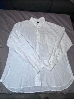 Men's Vince White Button-Down Shirt - Classic Linen Blend